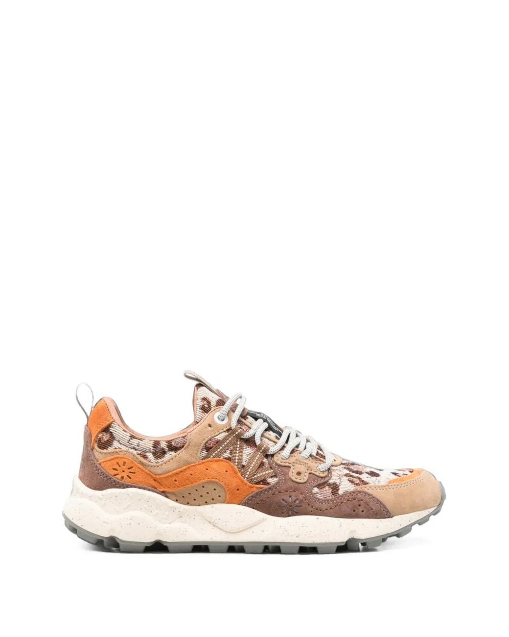 Flower Mountain Pink Yamano 3 Leopard-Print Panelled Sneakers