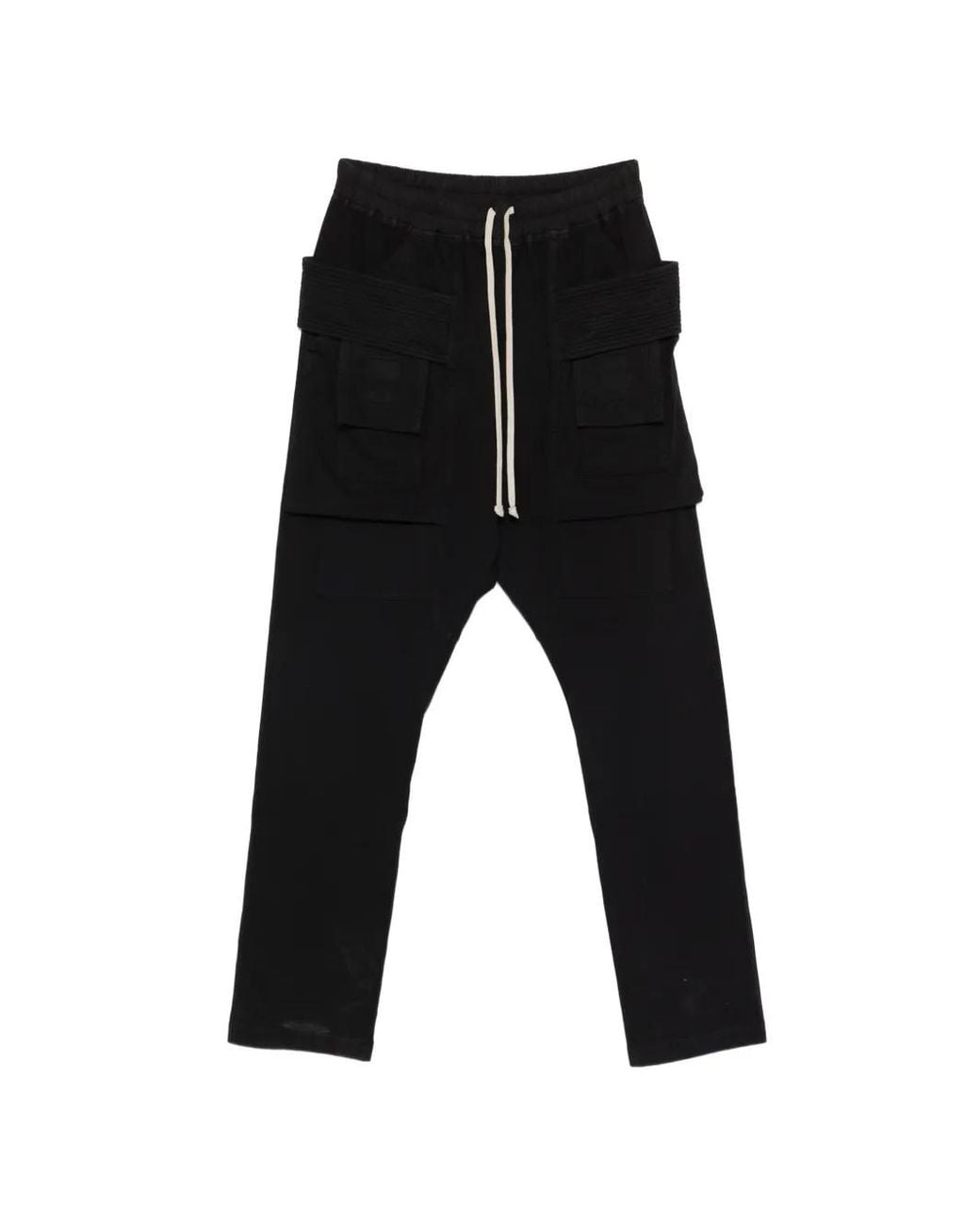 Rick Owens Black Drawstring Cotton Trousers for men