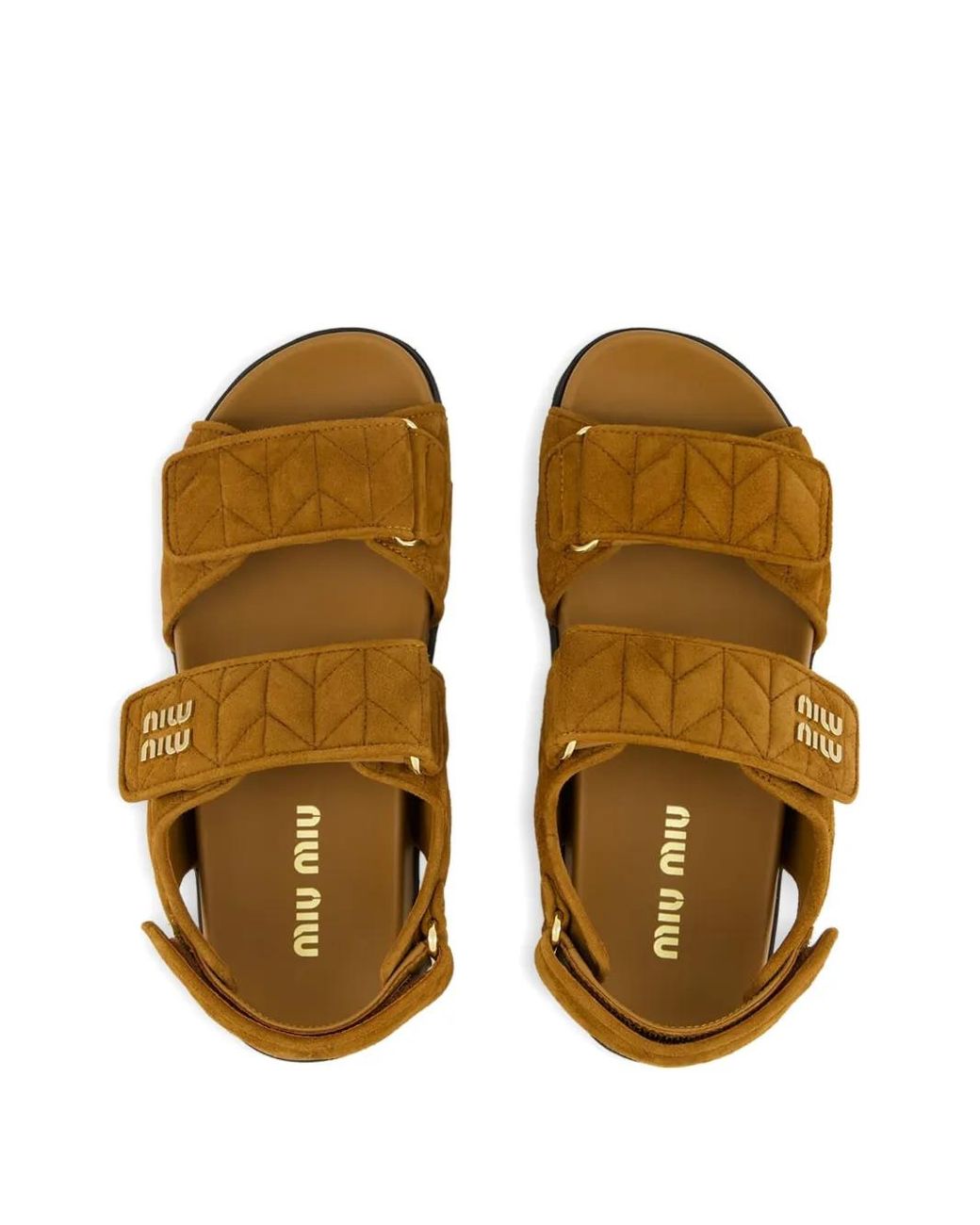 Miu Miu Brown Sporty Quilted Double-Strap Sandals