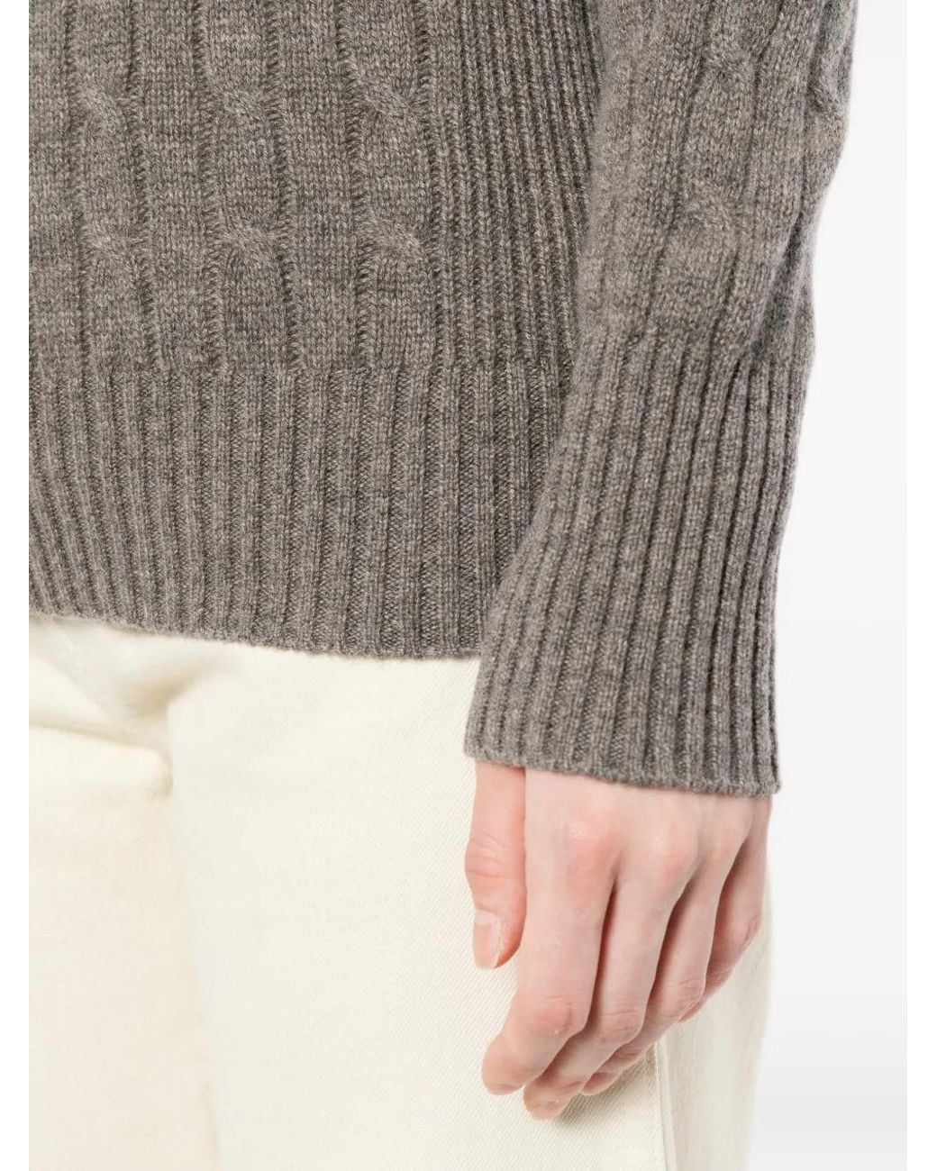 N.Peal Cashmere Gray Adelyn Cable-Knit Top