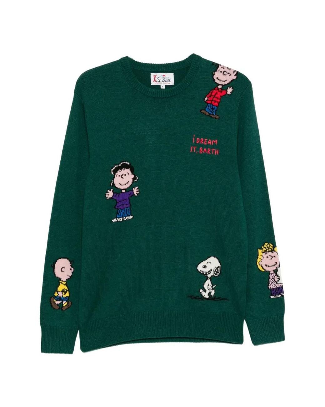 Mc2 Saint Barth Green Peanuts-Intarsia Sweater for men