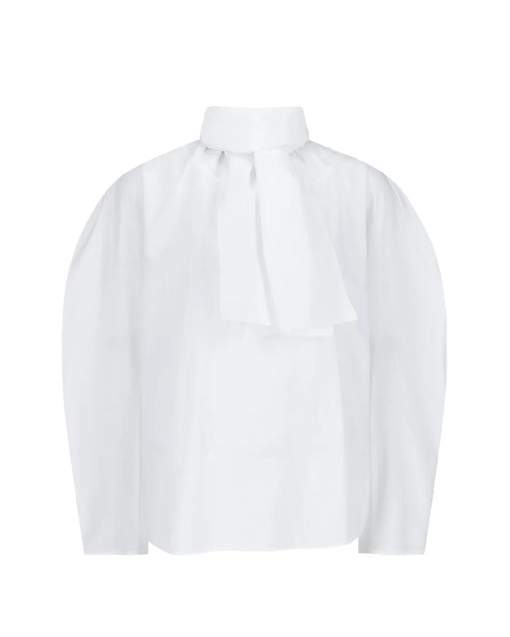 Amomento White Scarf-Detail Long-Sleeve Blouse