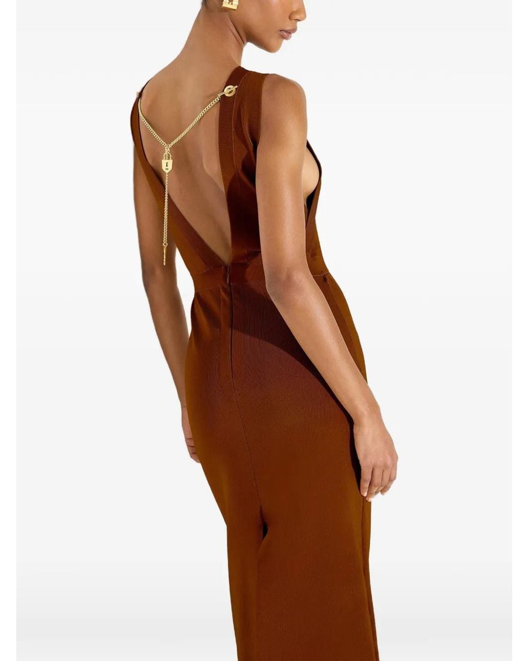 Elisabetta Franchi Brown Carpet Dress