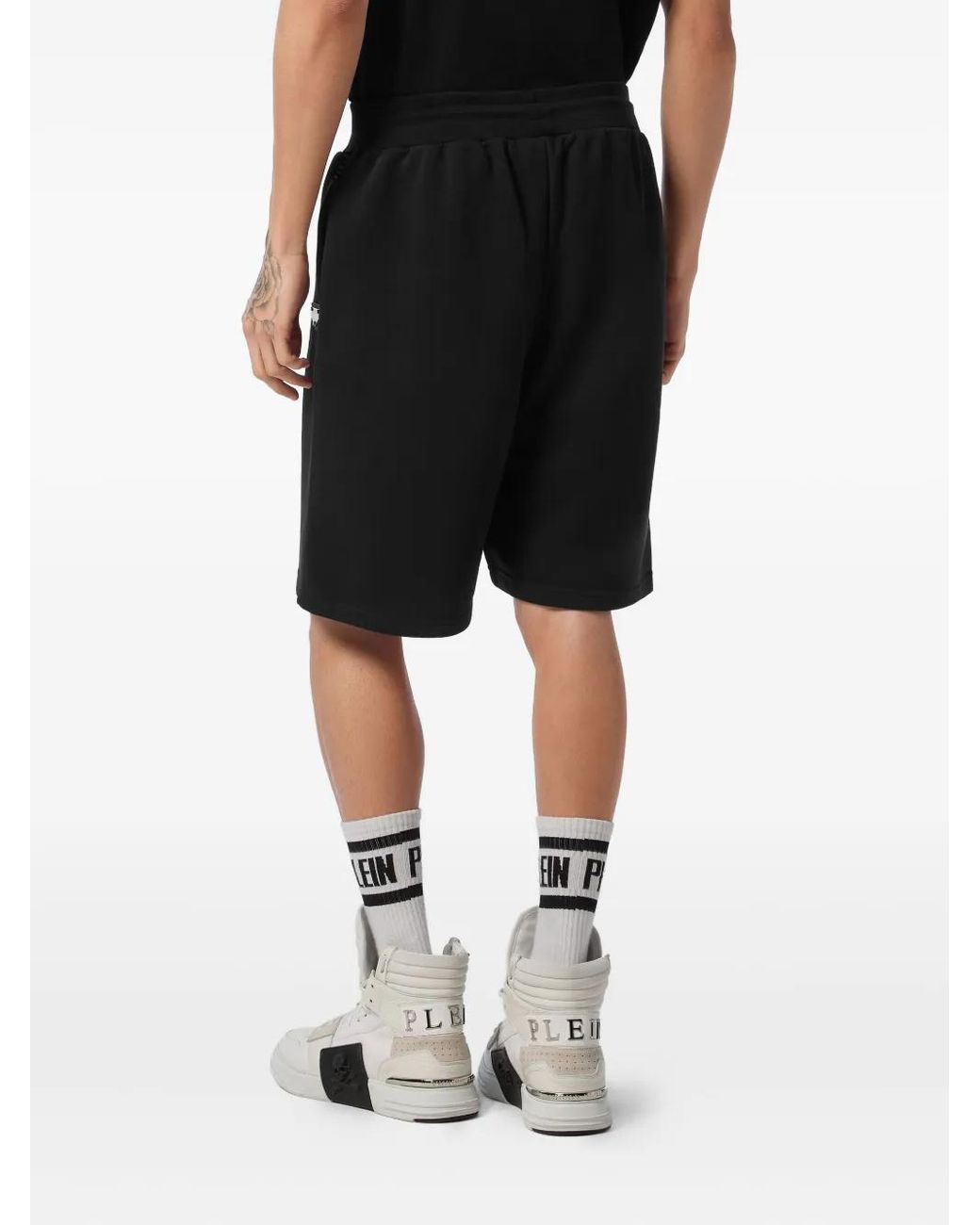 Philipp Plein Black Cotton Track Shorts for men