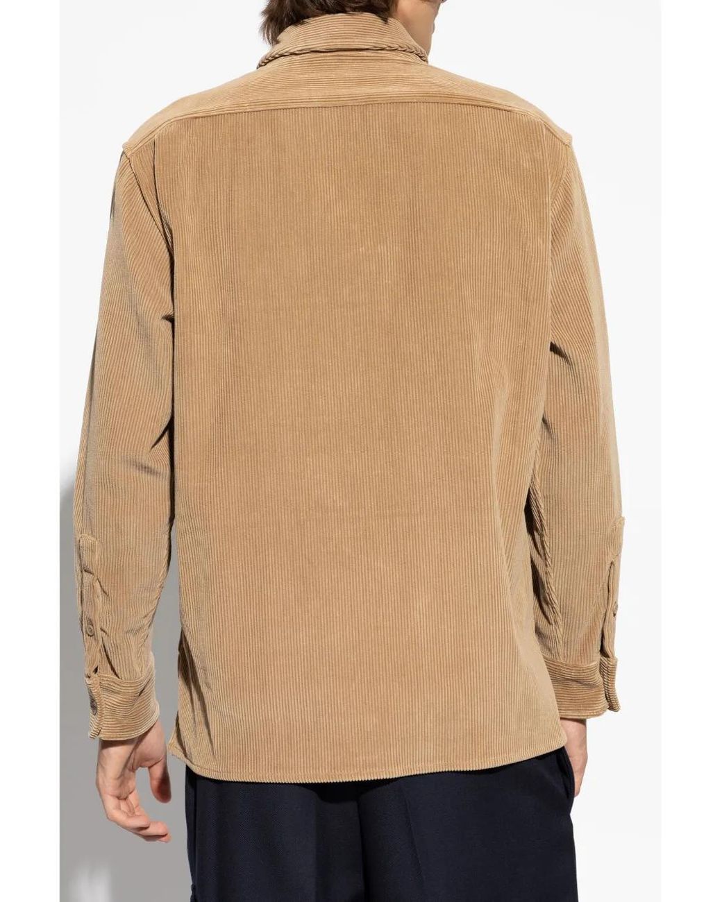 Burberry Natural Logo-Embroidered Corduroy Zip Shirt Jacket for men