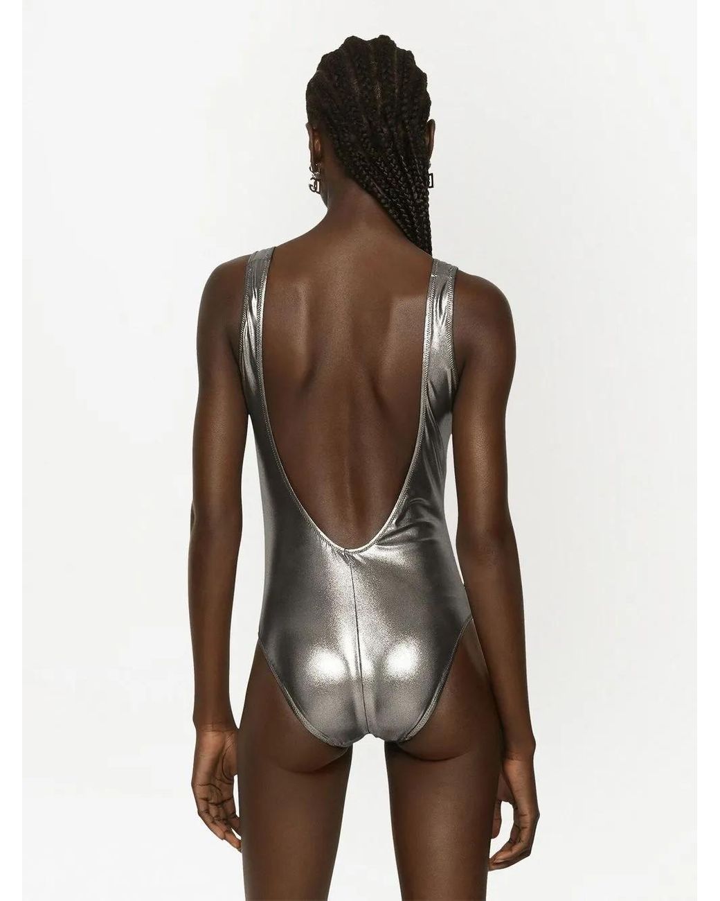 Dolce & Gabbana Racer Badpak Met Folie-Effect in het Gray