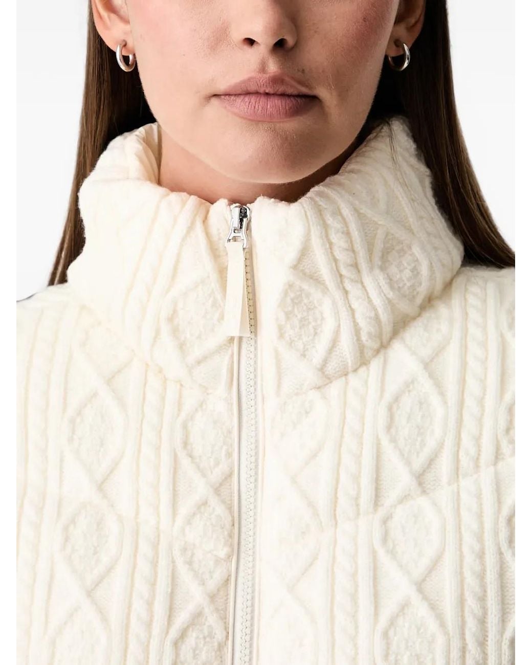 DKNY White Cable-Knit Panelled Puffer Jacket