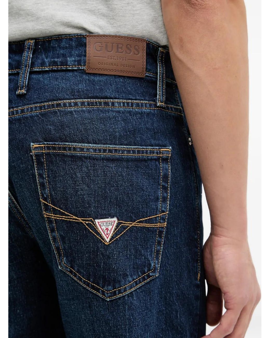 Guess Blue Logo-Patch Jeans for men