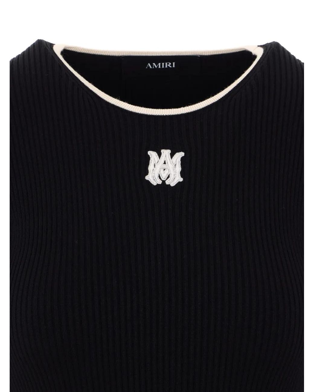 Amiri Blue Embroidered-Logo Mini Dress