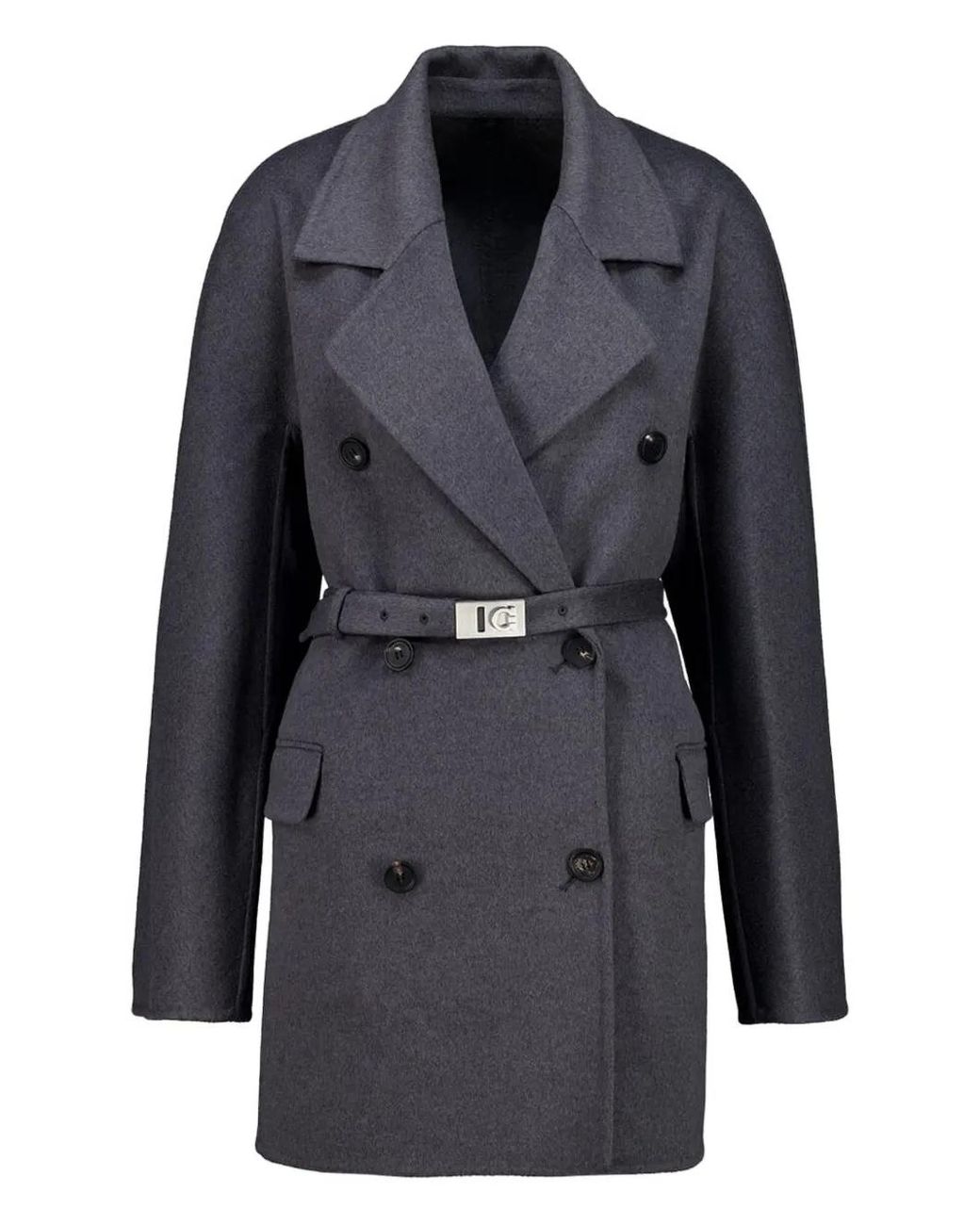 Abrigo Con Doble Botonadura Ferragamo de color Black
