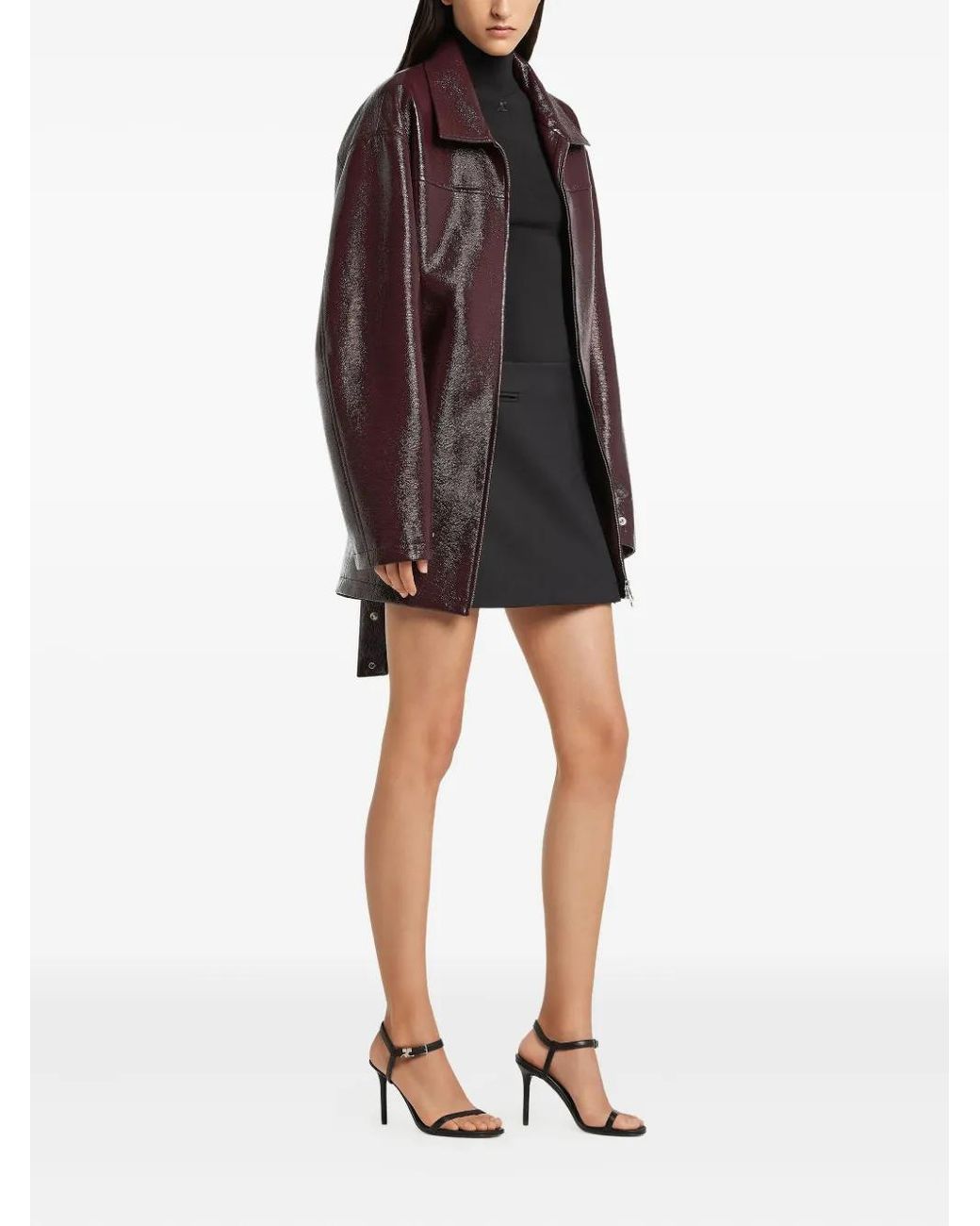 Courreges Brown Vinyl Bomber Jacket