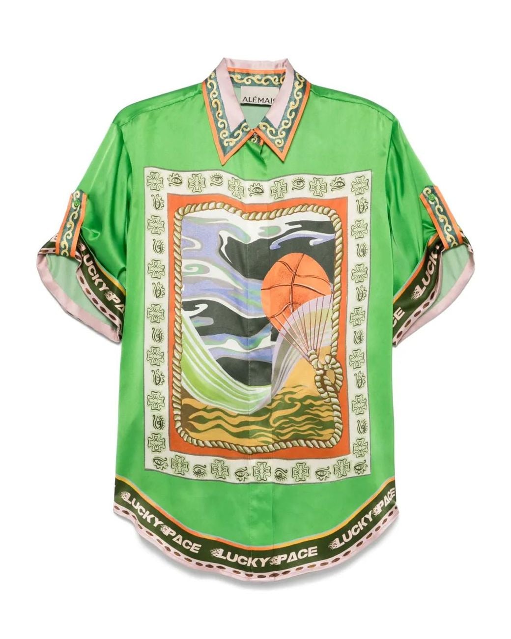 ALÉMAIS Lucky Pace Zijden Blouse in het Green