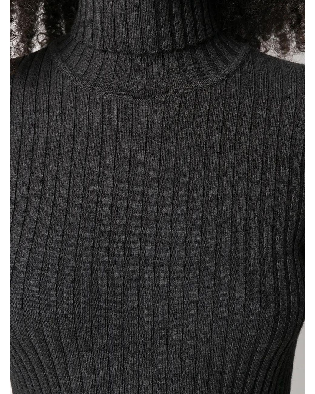 Wolford Black Ribbed Knit Turtleneck Dress
