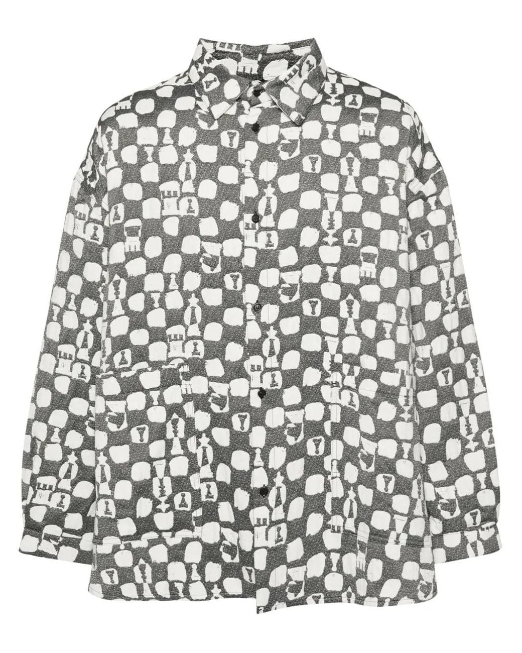 Henrik Vibskov White Big Patterned-Jacquard Shirt for men