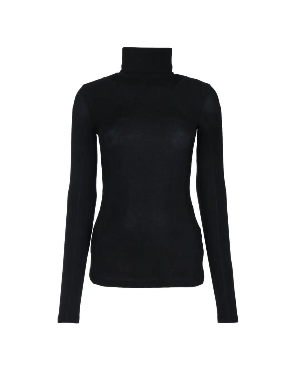 Elisabetta Franchi Black Roll-Neck Ribbed-Panel Sweater