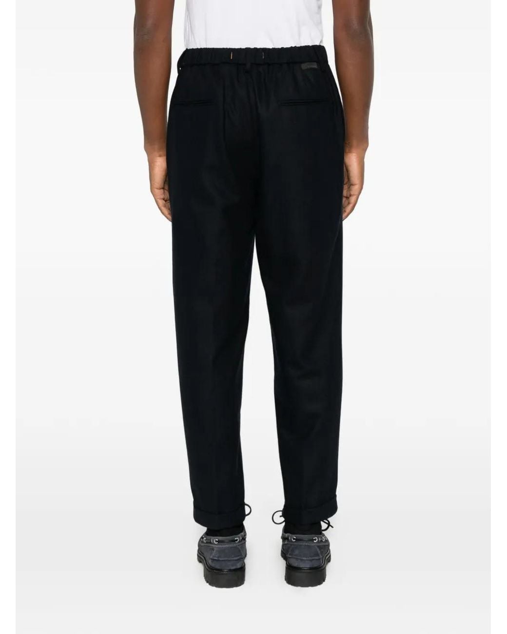 Bonheur Black Pleated Cuffed Trousers for men