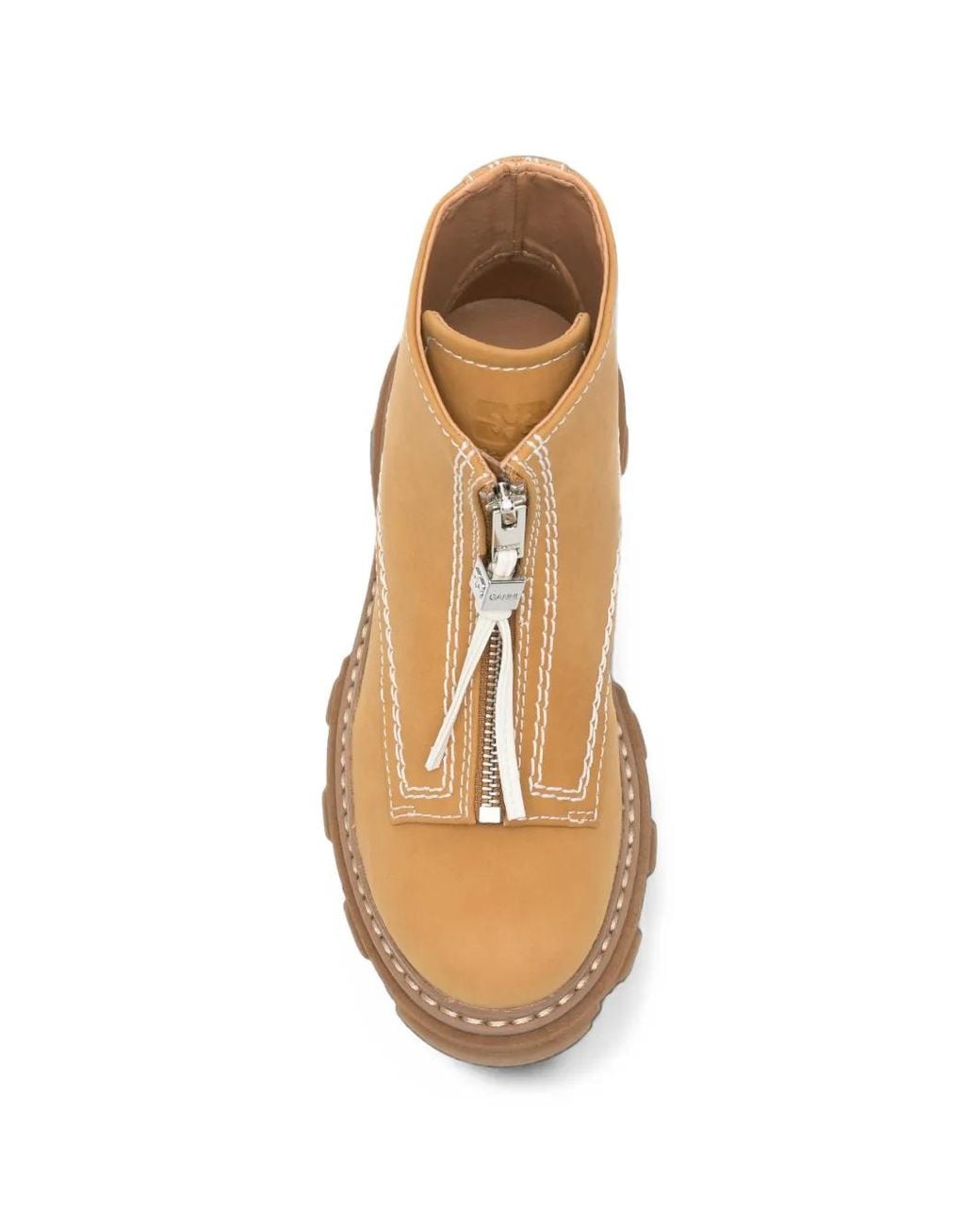 Ganni Natural Cleated Zip Ankle Boots