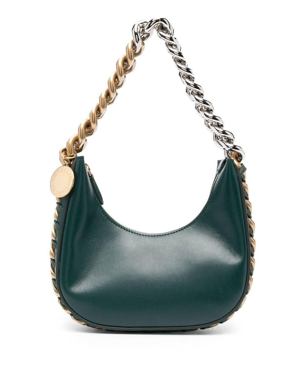 Stella McCartney Mini Frayme Zipped Shoulder Bag in Green | Lyst