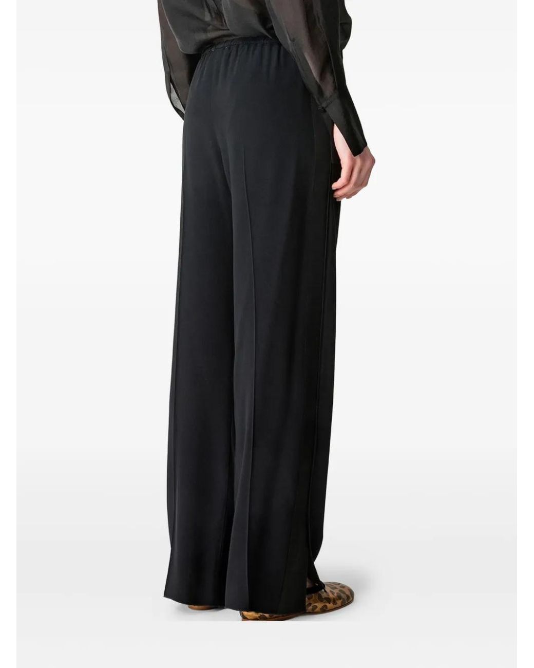 Pantalones Palazzo Con Abertura Lateral Forte_forte de color Black