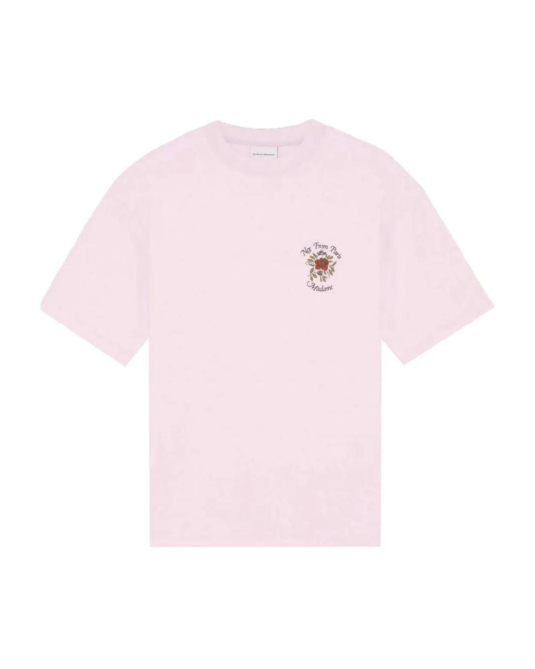 Drole de Monsieur Pink Ribbed Rose-Print T-Shirt for men