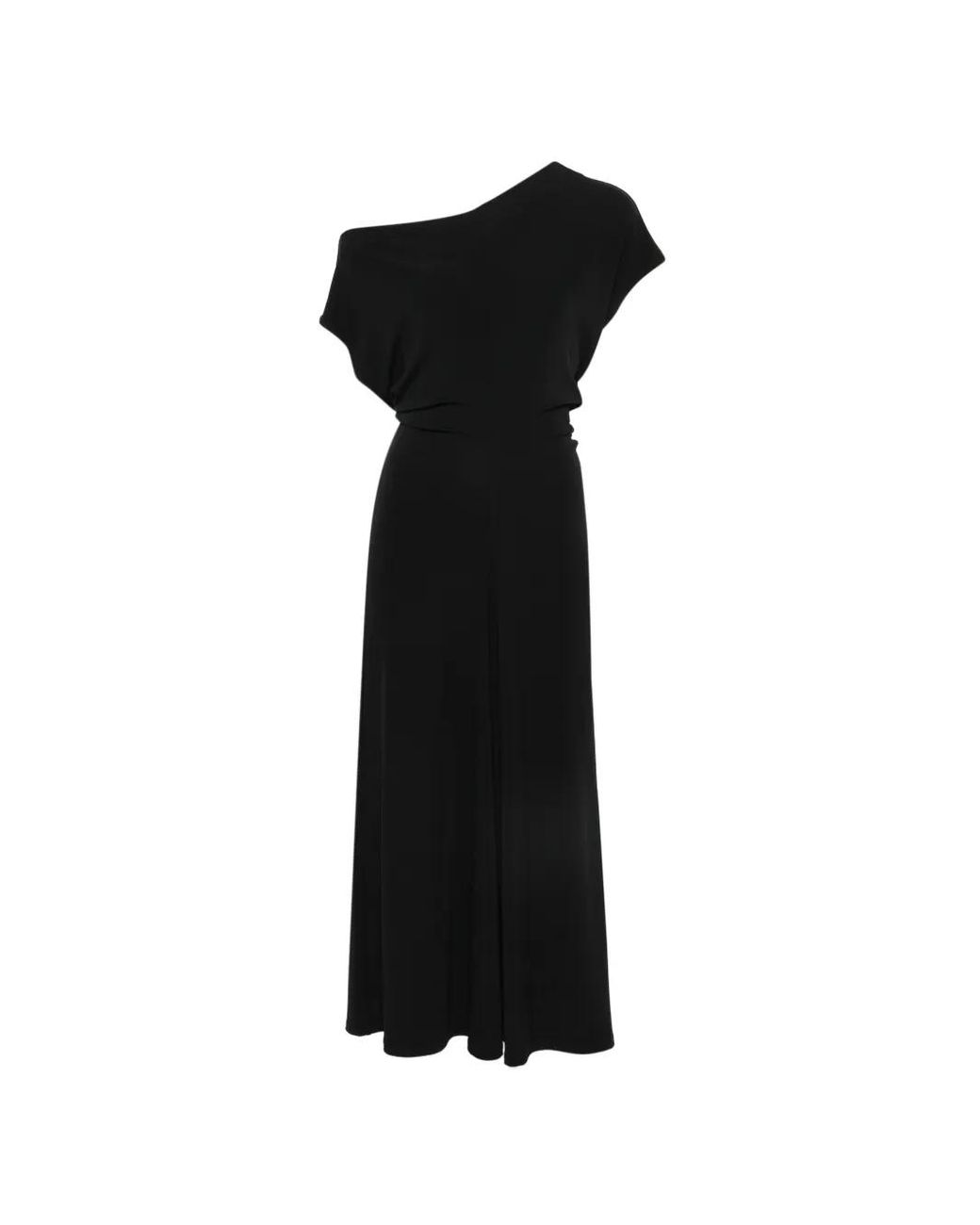 Vince Black Draped-Design Midi Dress