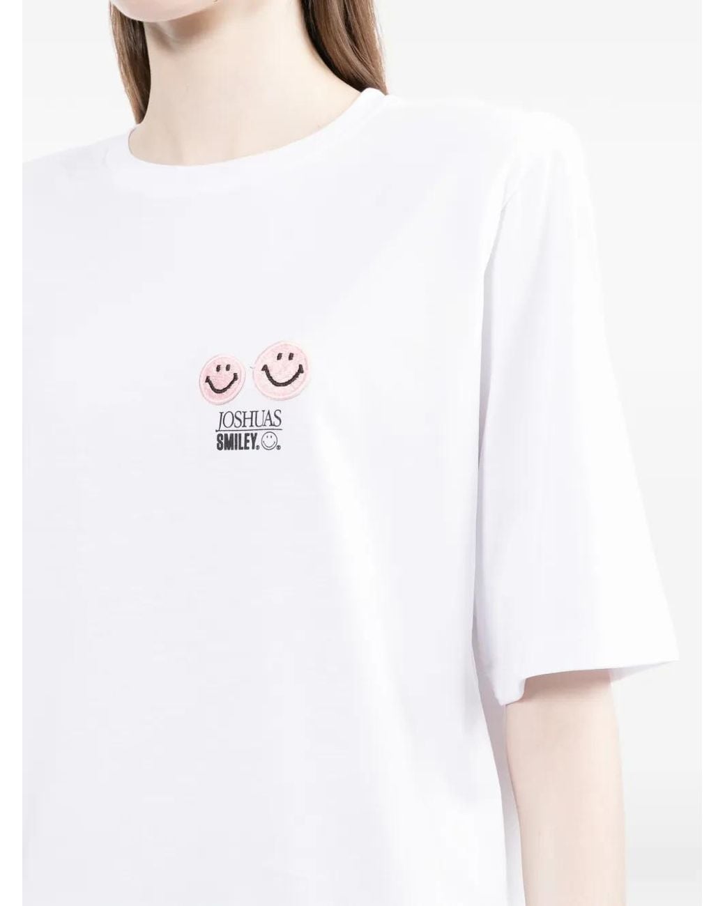 Joshua Sanders White Smiley Graphic T-Shirt