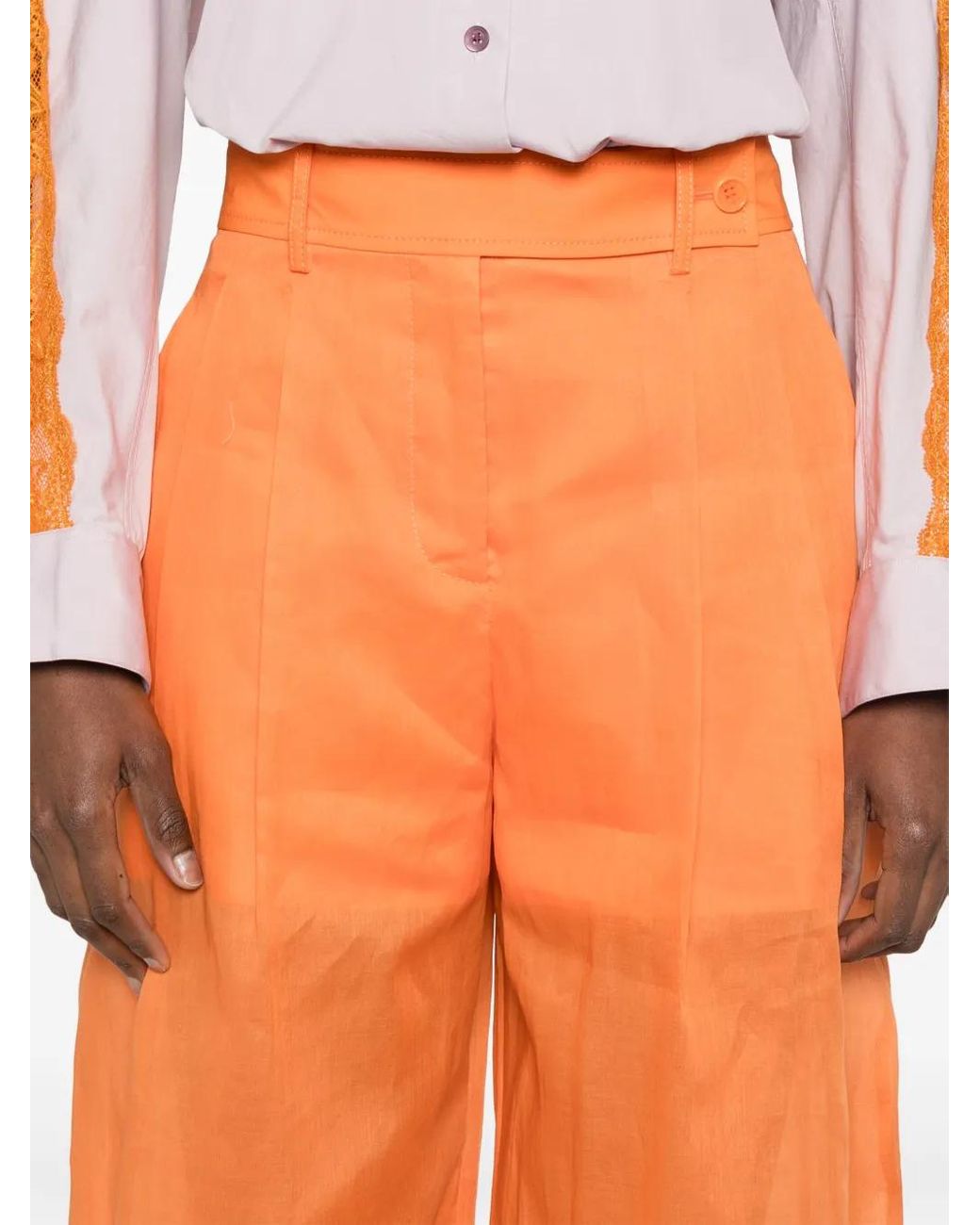 Alberta Ferretti Orange Cotton Maxi Skirt
