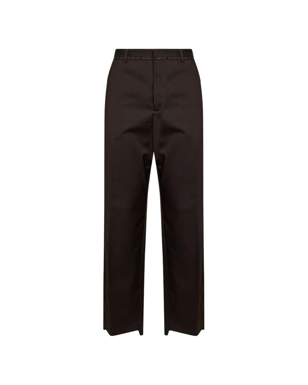 Costumein Black Contrast-Stitch Virgin Wool Chinos for men