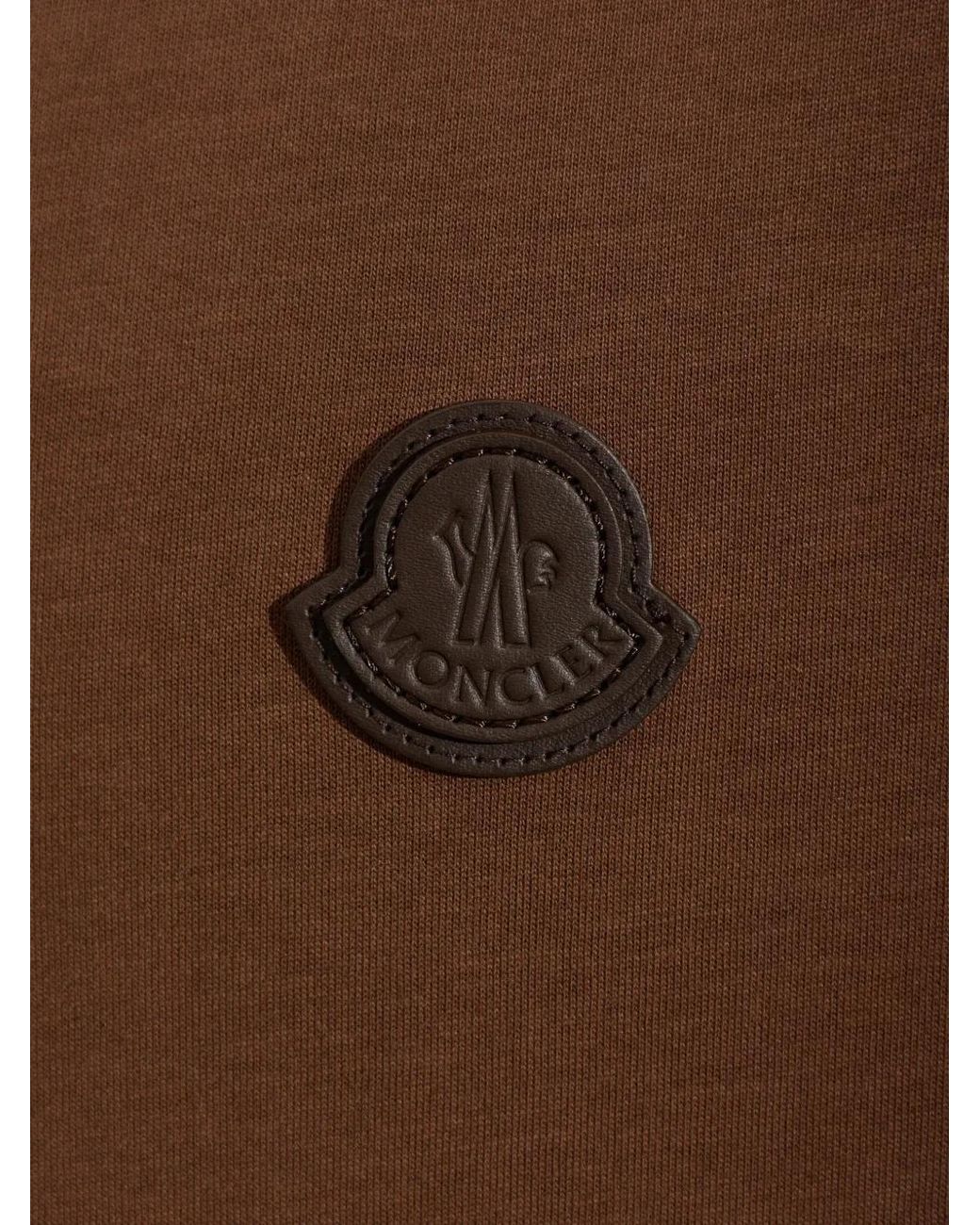 Moncler Brown Logo-Patch T-Shirt for men