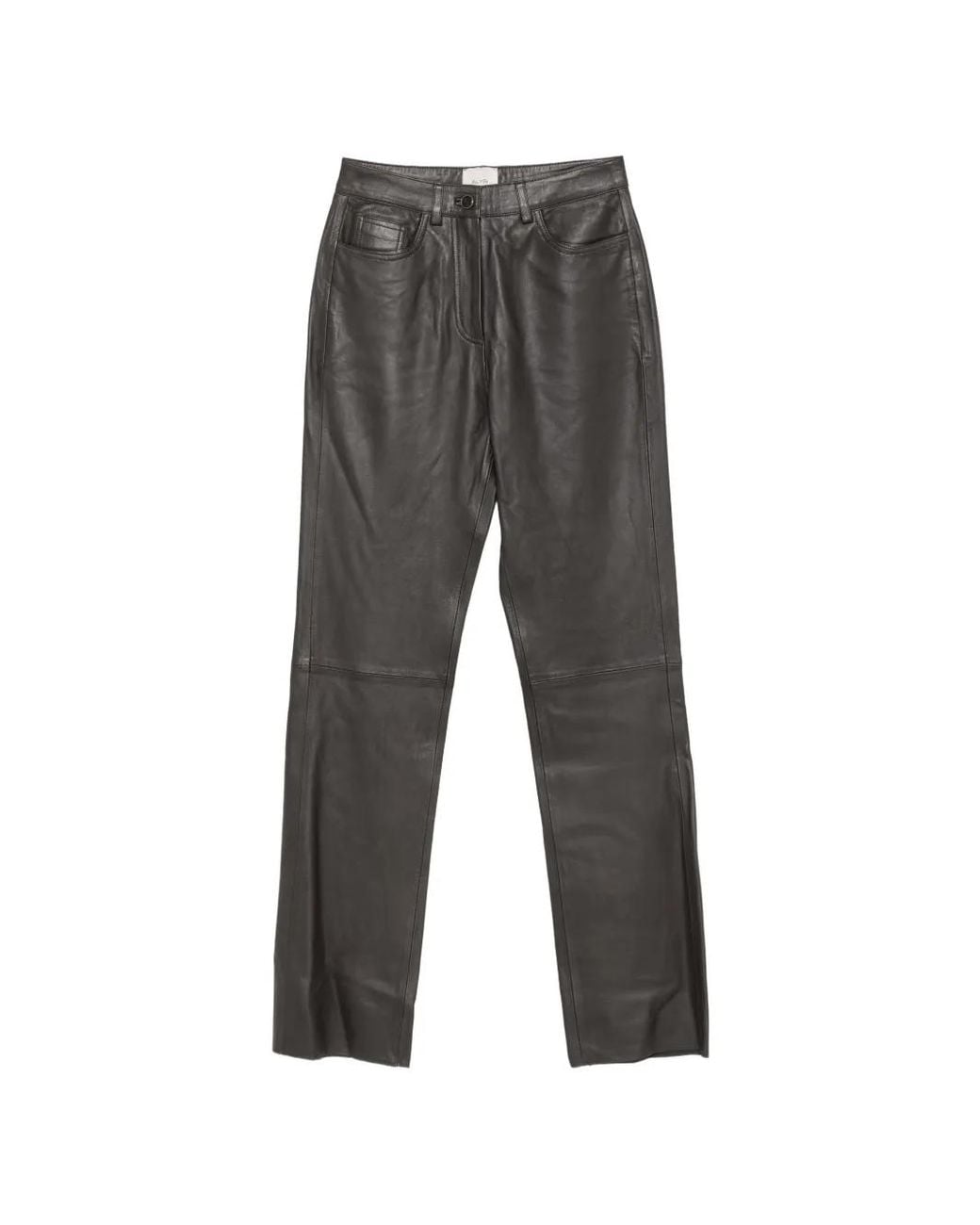 Alysi Gray Leather Trousers