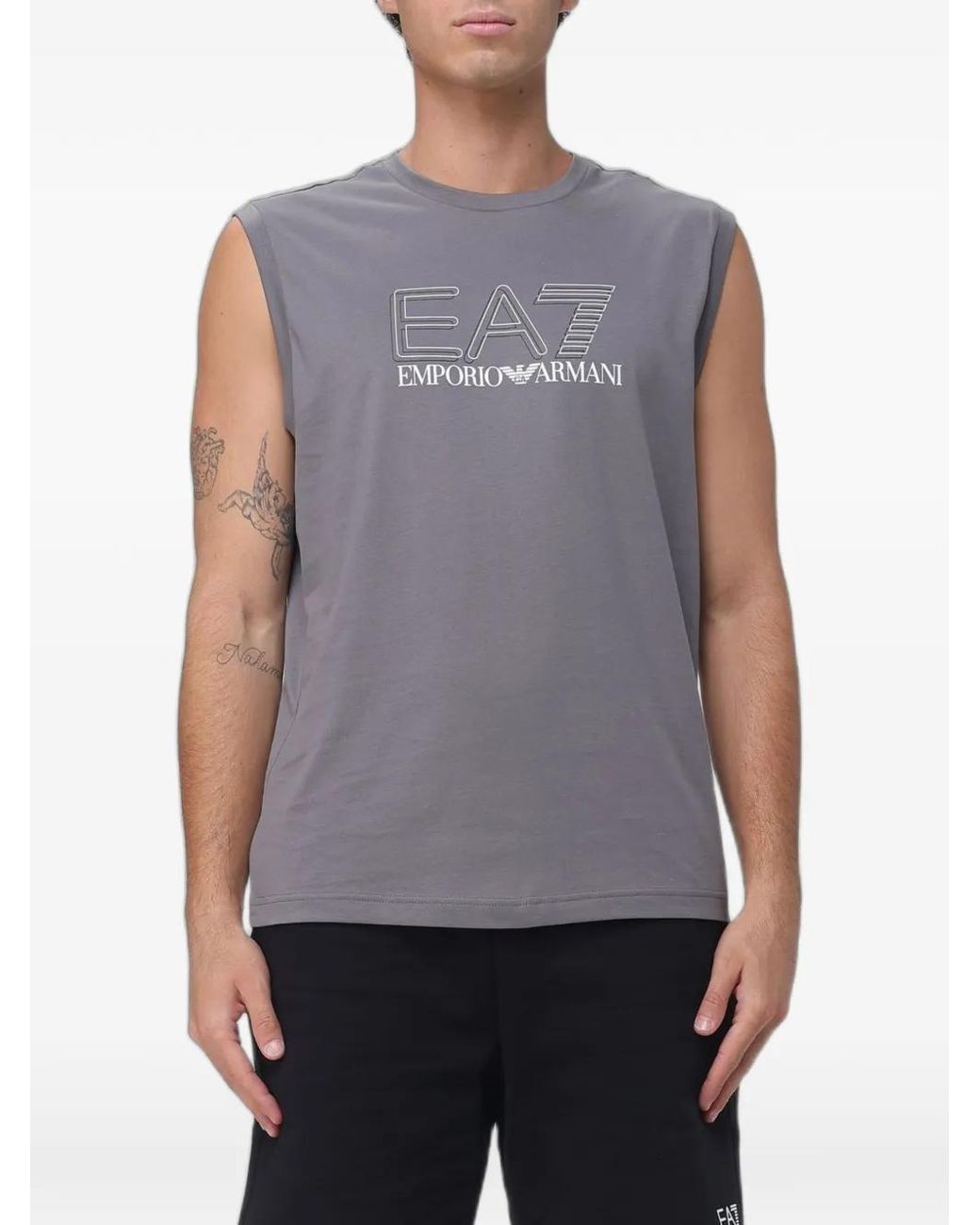 EA7 Gray Visibility Logo-Print Vest for men