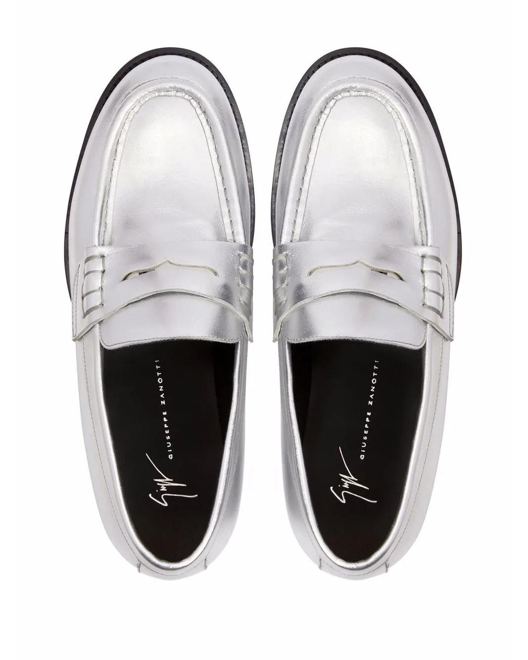 Giuseppe Zanotti White Euro Metallic-Effect Leather Loafer for men