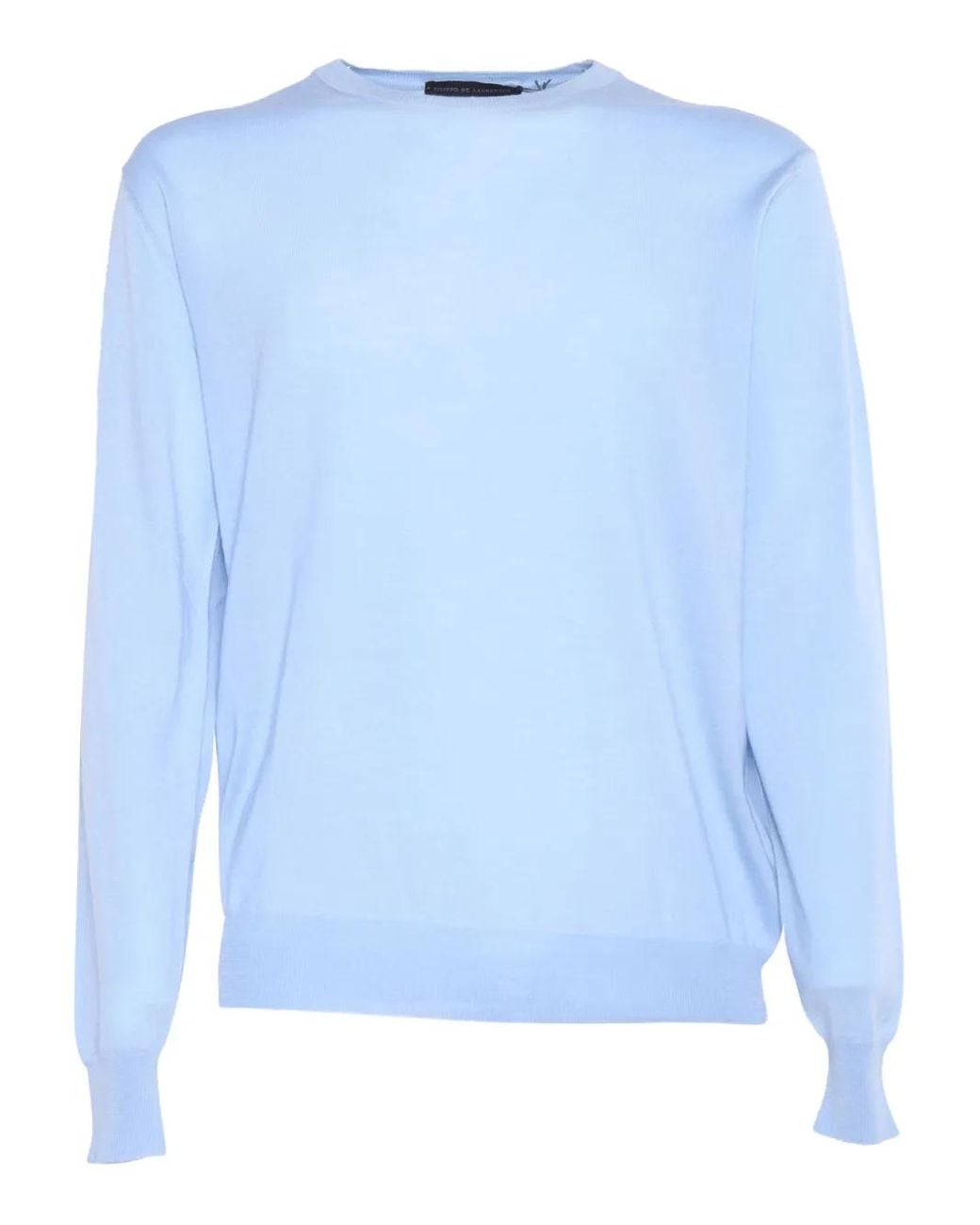 FILIPPO DE LAURENTIIS Blue Crew-Neck Sweater for men
