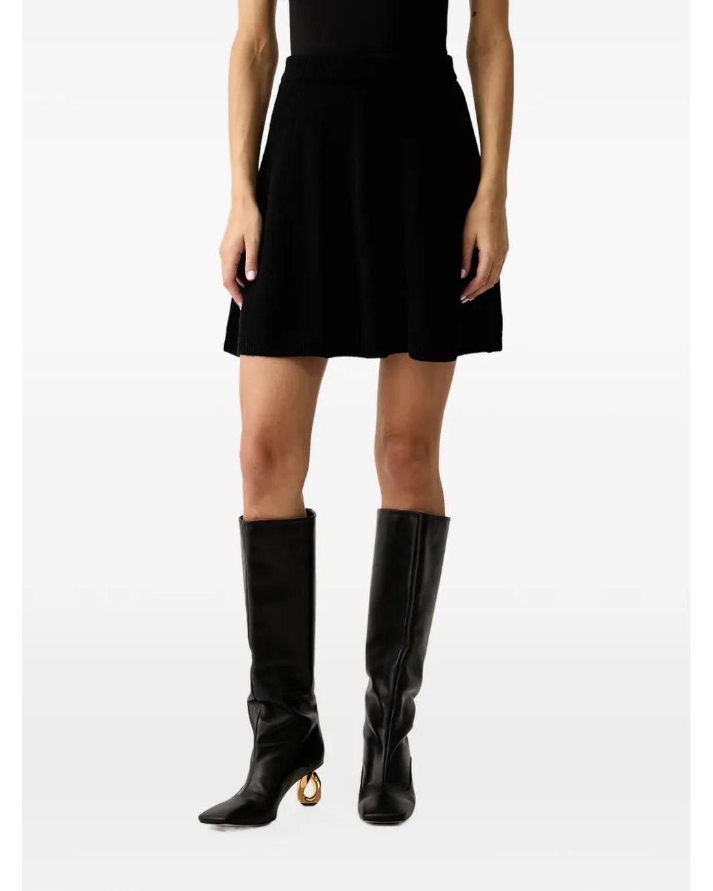 Pinko Black Logo-Patch Knitted Mini Skirt