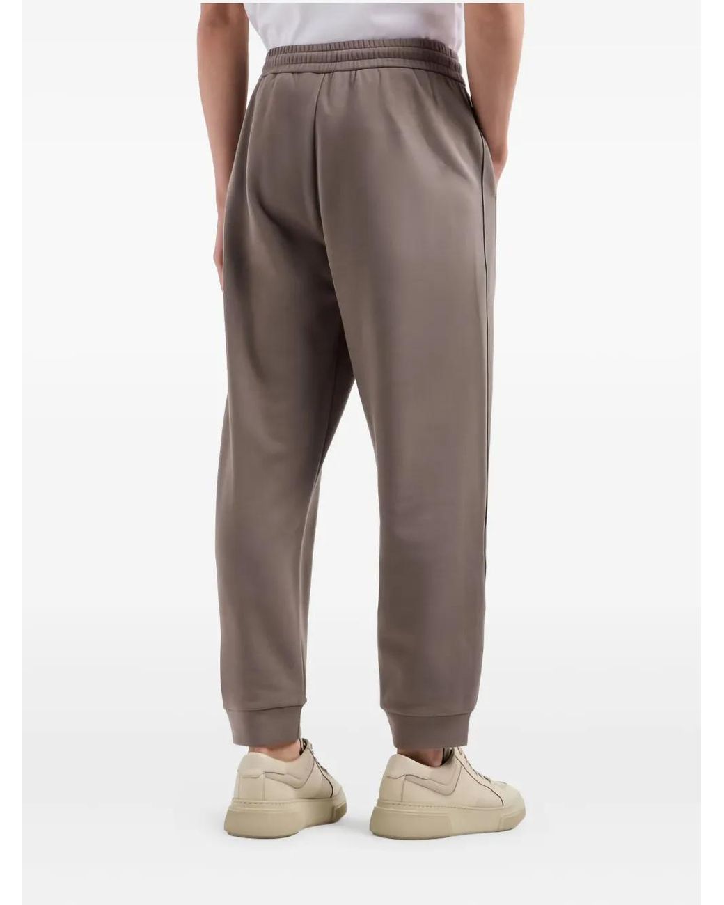 Giorgio Armani Gray Logo-Embroidered Side-Stripe Track Pants for men