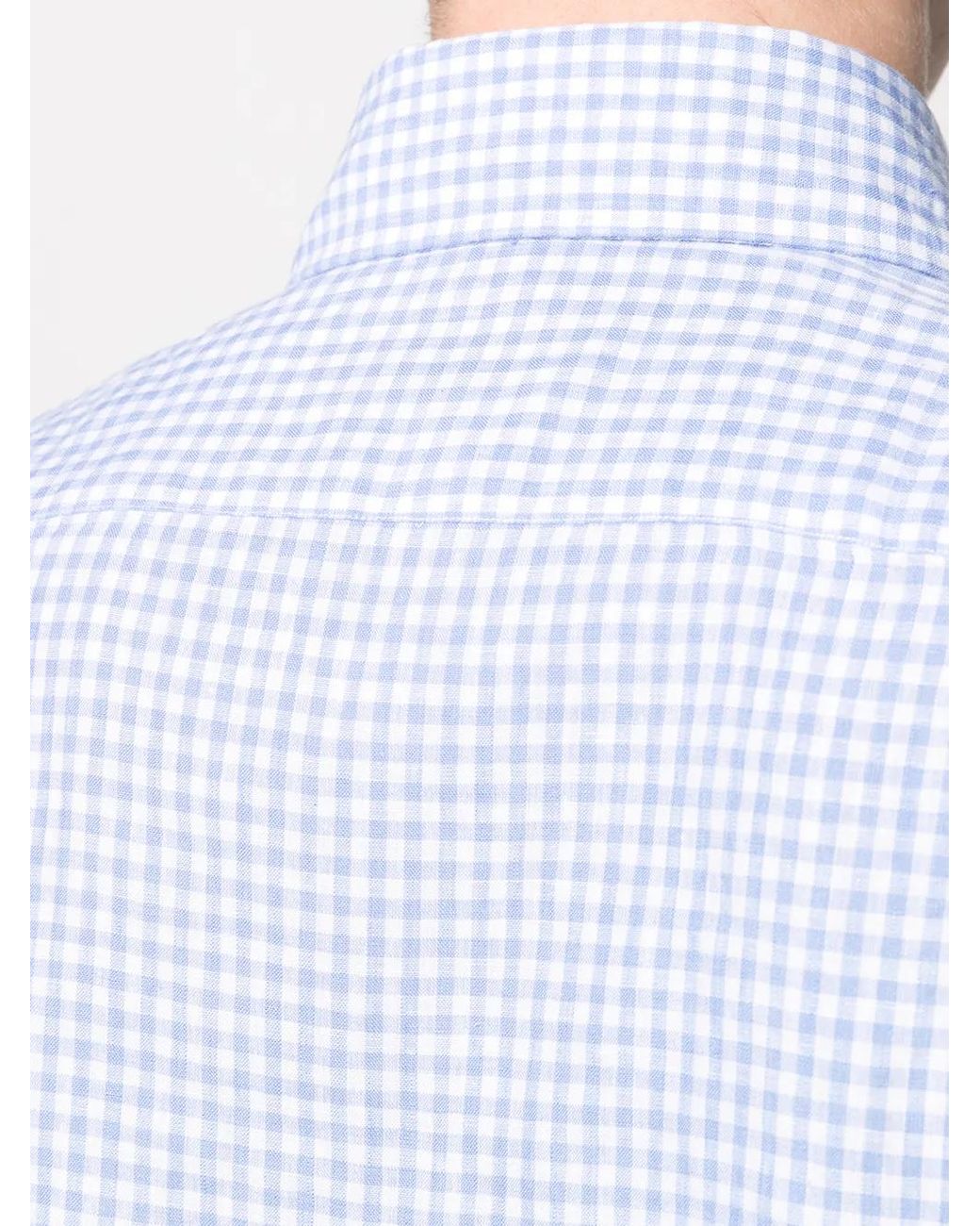 Barba Napoli Blue Gingham Check Pattern Shirt for men