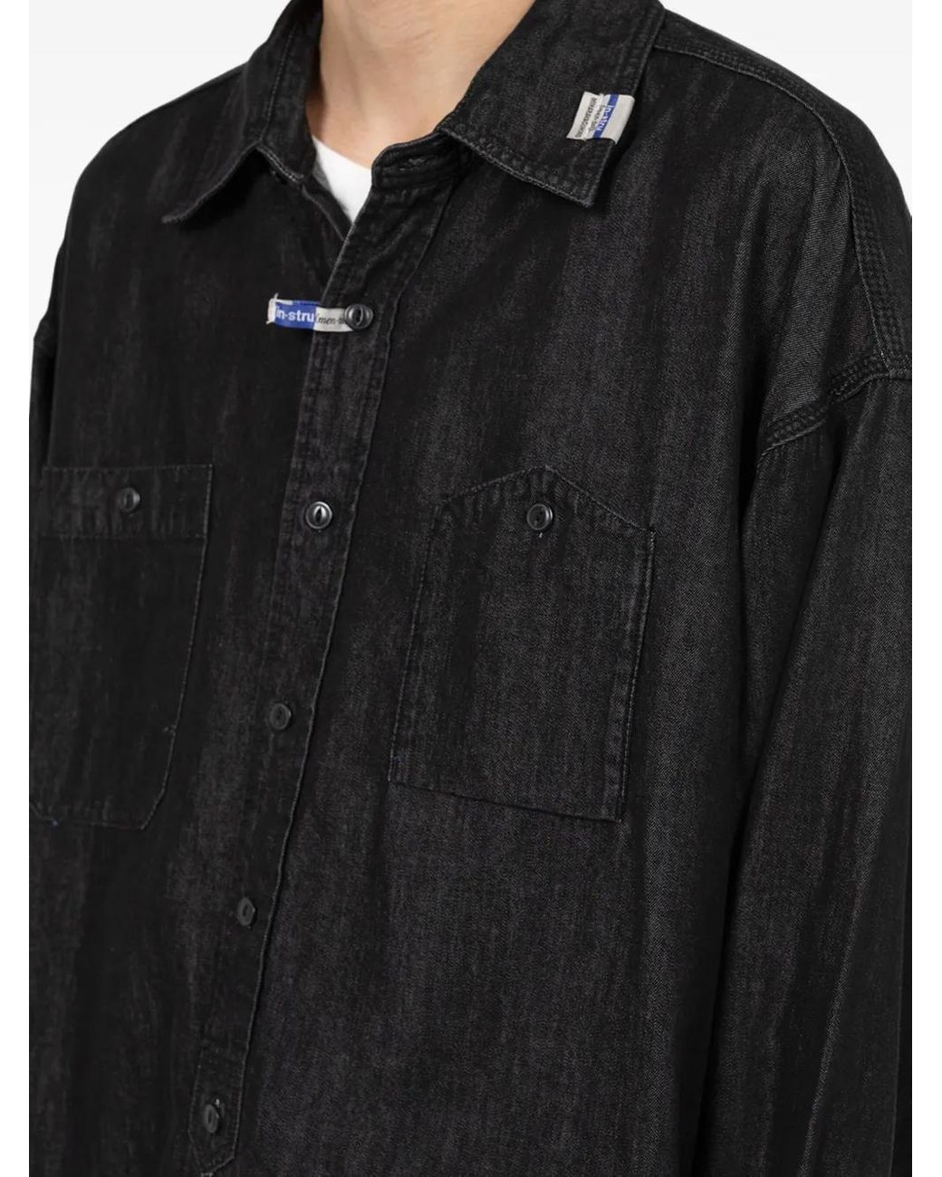in・stru(men-tal) Black Logo-Patch Denim Shirt for men