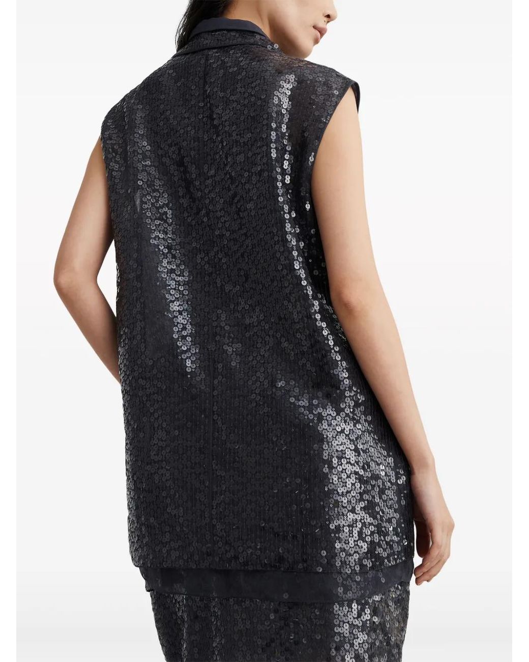 Brunello Cucinelli Black Sequinned Silk Waistcoat