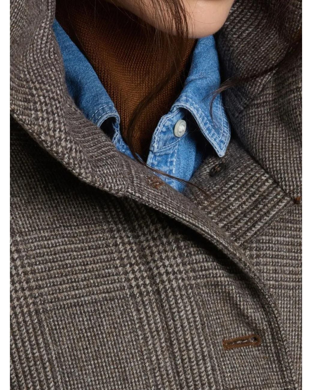 Woolrich Gray Prince Of Wales Check Wool Parka Coat