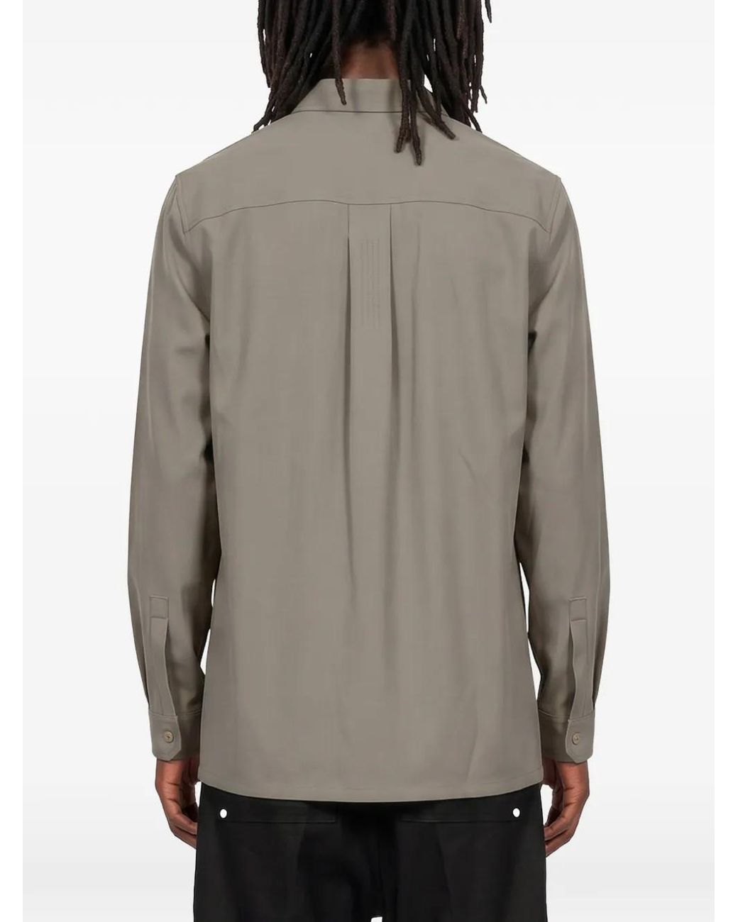 Rick Owens Gray Chemise Asymétrique À Manches Longues for men