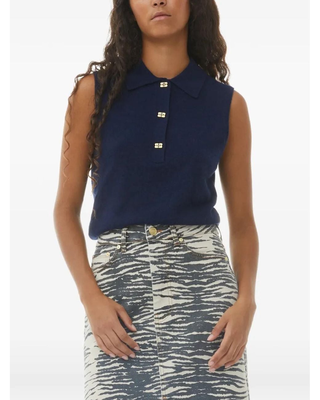 Jupe Longue À Imprimé Zèbre Ganni en coloris Gray