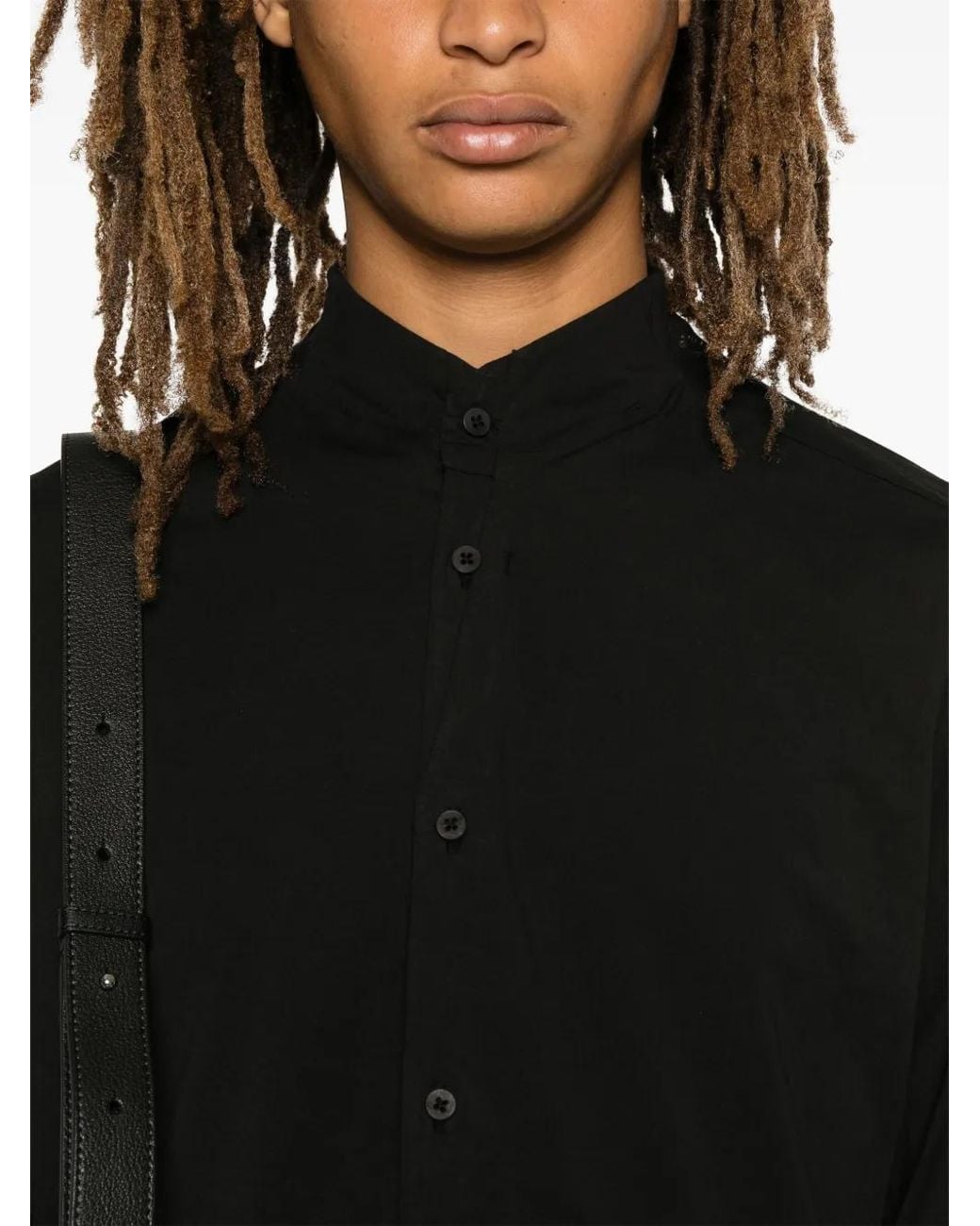 Transit Black Band-Collar Shirt for men