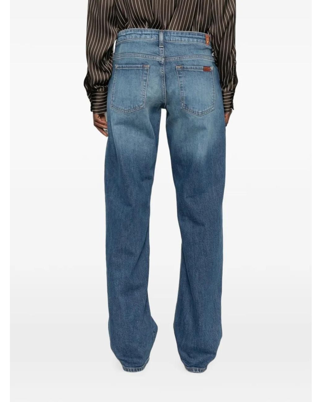 Seven7 Blue Low-Rise Straight-Leg Jeans