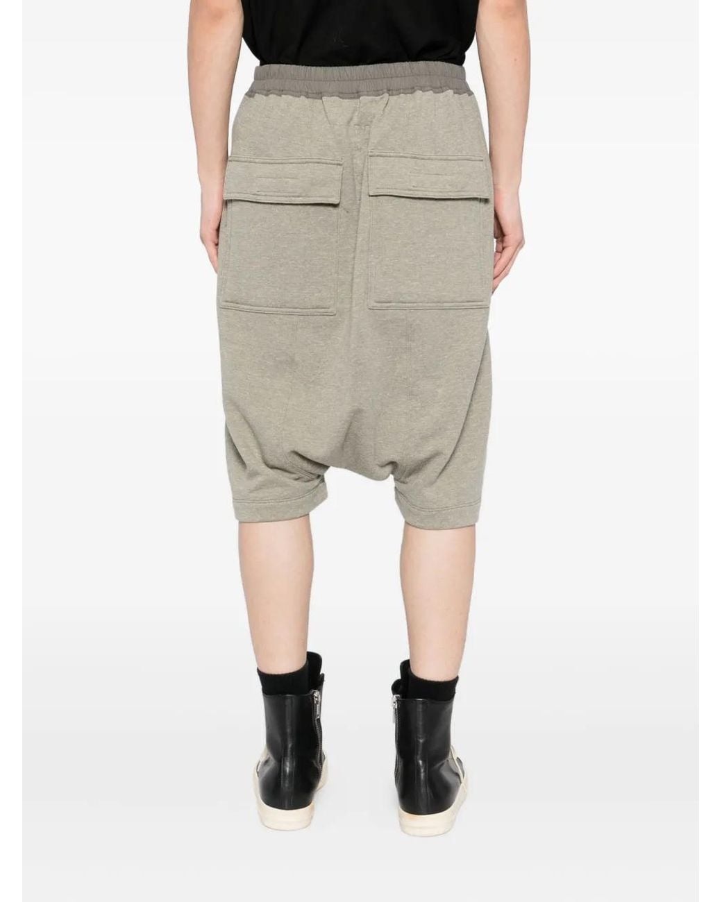 Rick Owens Gray Drawstring-Pod Shorts for men