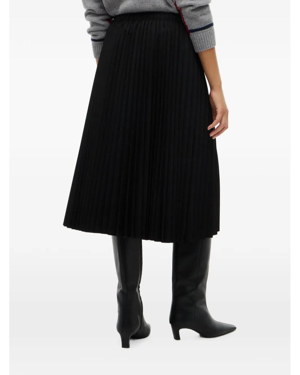 Tommy Hilfiger Black Pleated Midi Skirt