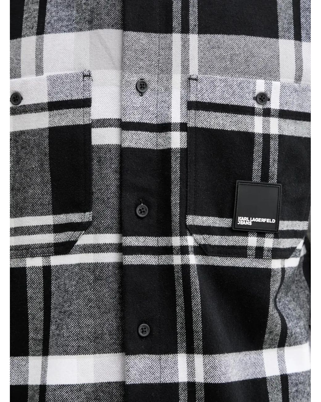 Karl Lagerfeld Gray Check Patch-Detail Shirt for men