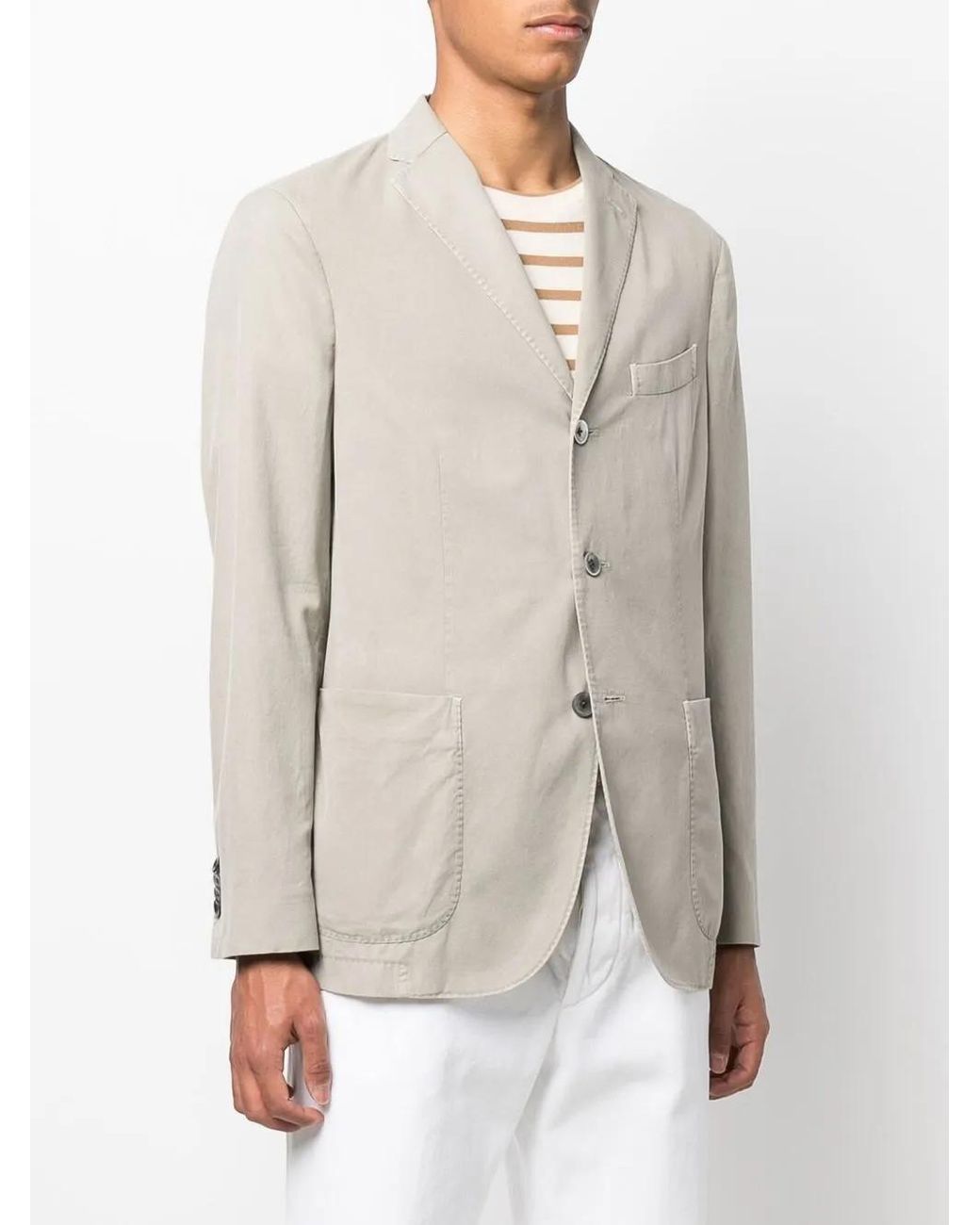 Boglioli Natural Fitted Single-Breasted Blazer for men