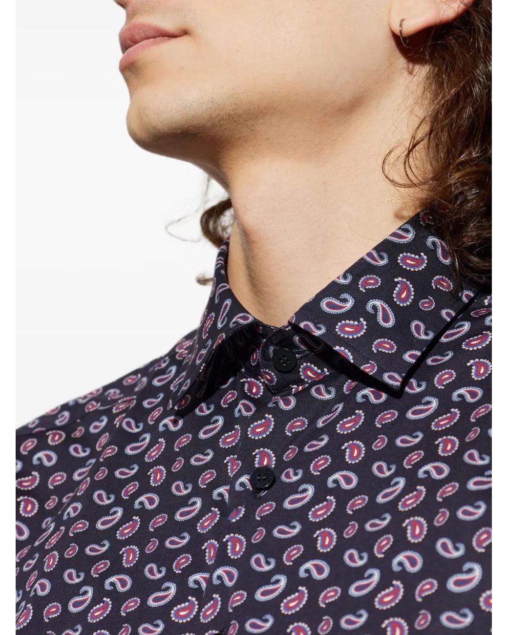 Etro Blue Chemise À Motif Cachemire for men