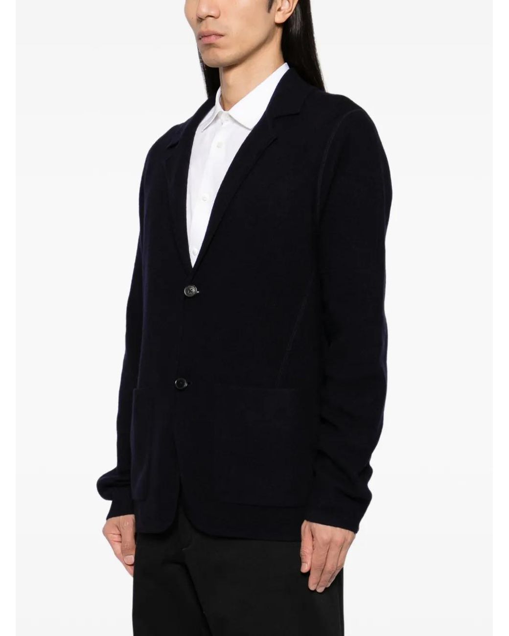 Paul Smith Black Merino Wool Knitted Cardigan Blazer for men