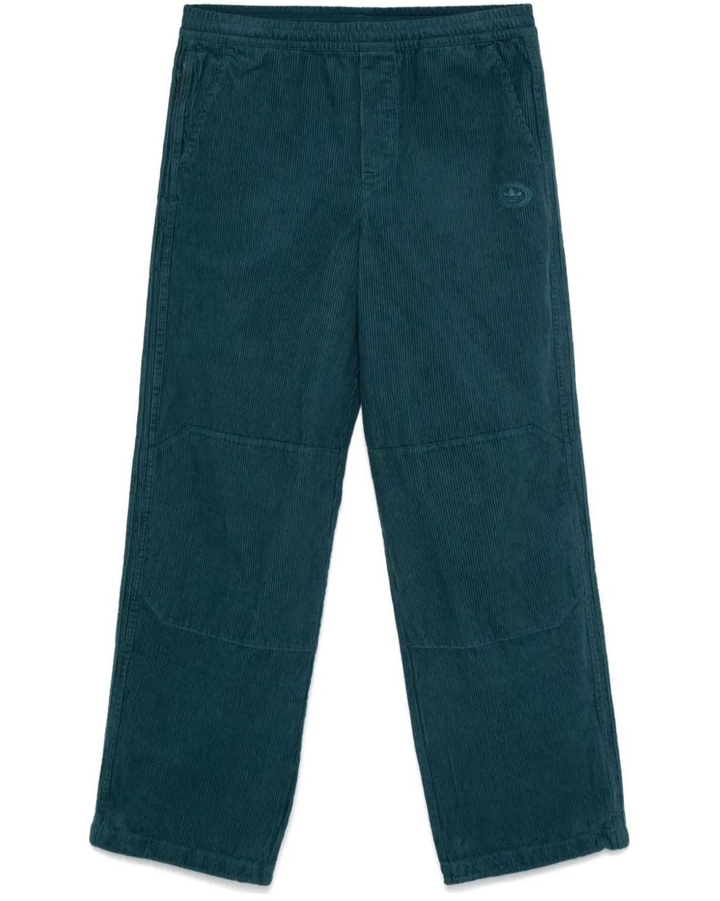 Adidas Blue Corduroy Drawstring Trousers for men